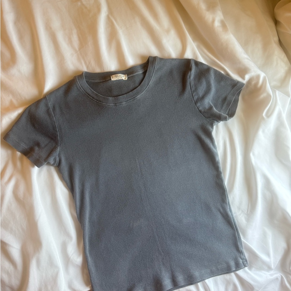 Brandy Melville John Galt Short Sleeve Crewneck Tee - Slate Gray